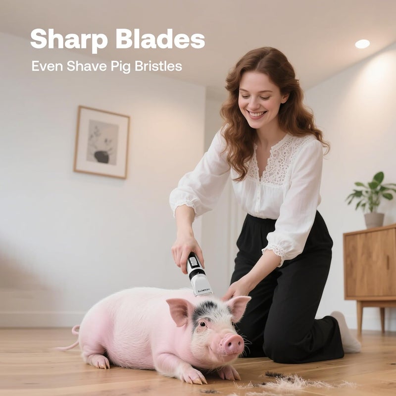 HEAPETS Dog Grooming Clippers, Low Noise, Electric Quiet, Adjustable Clipper Comb, Rechargeable Cordless Dog Hair Clippers for Dogs Cats Pets, White - Image 3